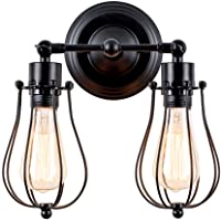 Apliques de Pared Vintage Adjustable Metal Lampara Rustica Retro Lámpara Industrial de Pared 2 luces para la Salon…